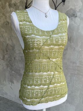 Green Lace Sheer Fairy Tank Top
